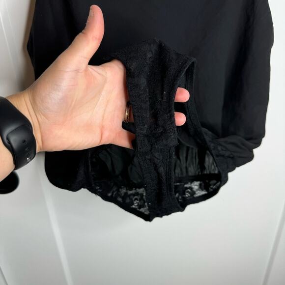 Intimately Free People Black Satin Cami Bodysuit Size Small - Picture 2 of 4